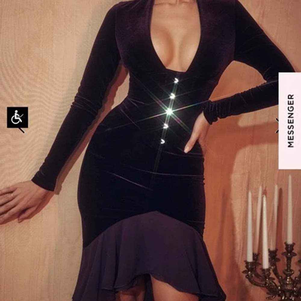 *SOLD* Purple House of CB Dahna Corset Velvet Dress
